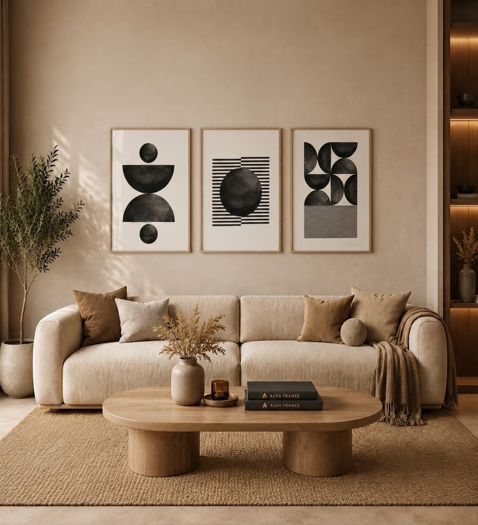 Minimalist Geo Triptych Set (3 Frames 40*60 CM, BLACK)