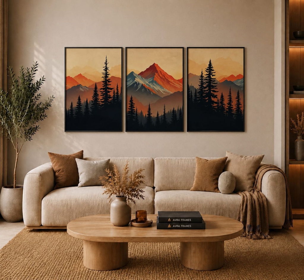 Alpine Sunset (3 Frames 40*60 CM, BLACK)