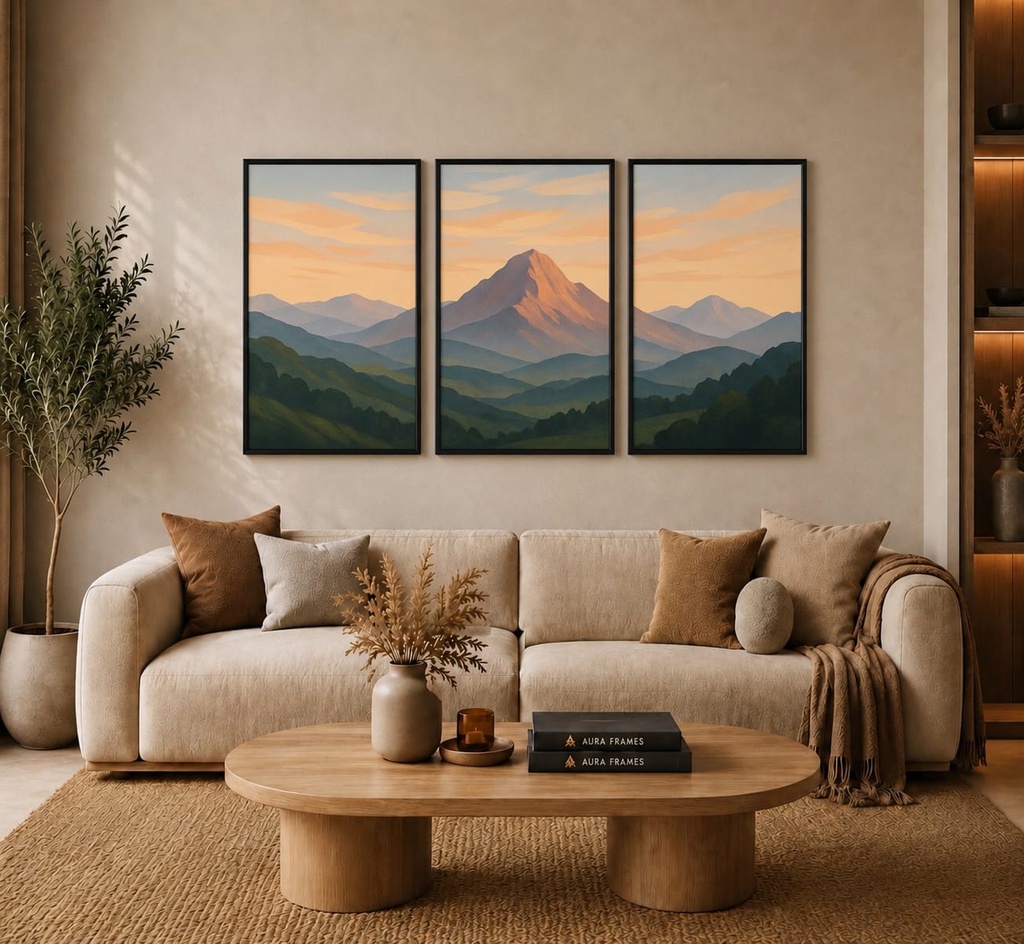 Mountain Glow Triptych (3 Frames 40*60 CM, BLACK)