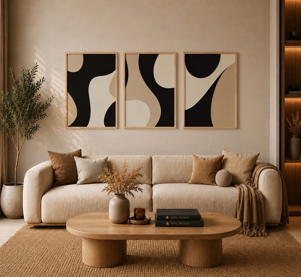 Earthy Curves (3 Frames 40*60 CM, BLACK)