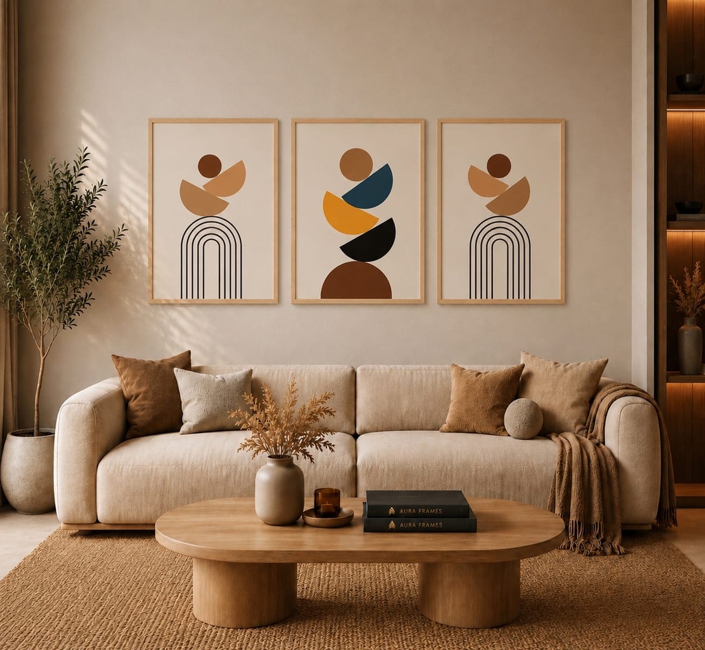 Earthy Harmony Triptych (3 Frames 40*60 CM, BLACK)