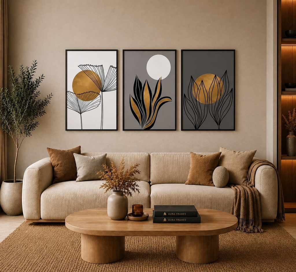 Golden Botanicals (3 Frames 40*60 CM, BLACK)