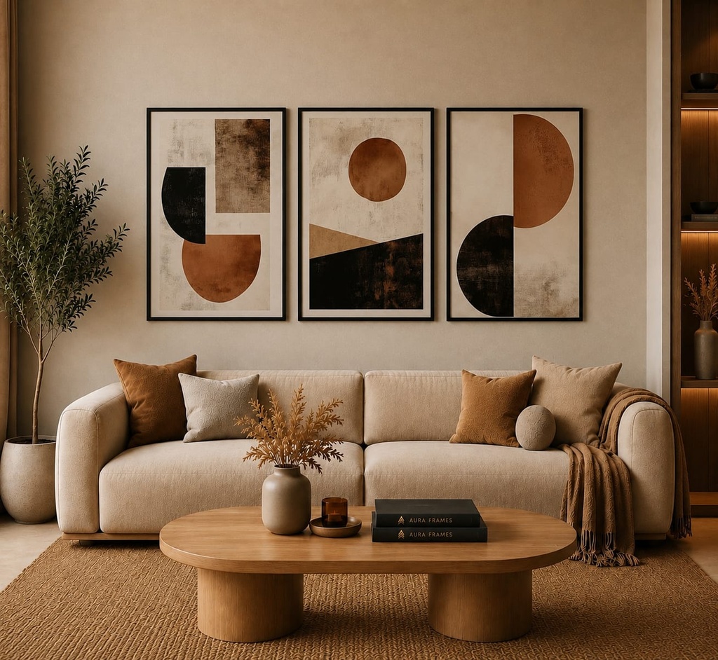 Earthy Geometry Set (3 Frames 40*60 CM, BLACK)